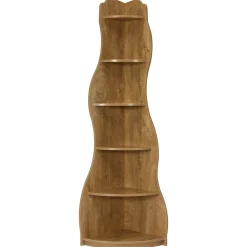 6-Tier Corner Shelf Stand, Tall Bookshelf with Curvy Shape for Living Room