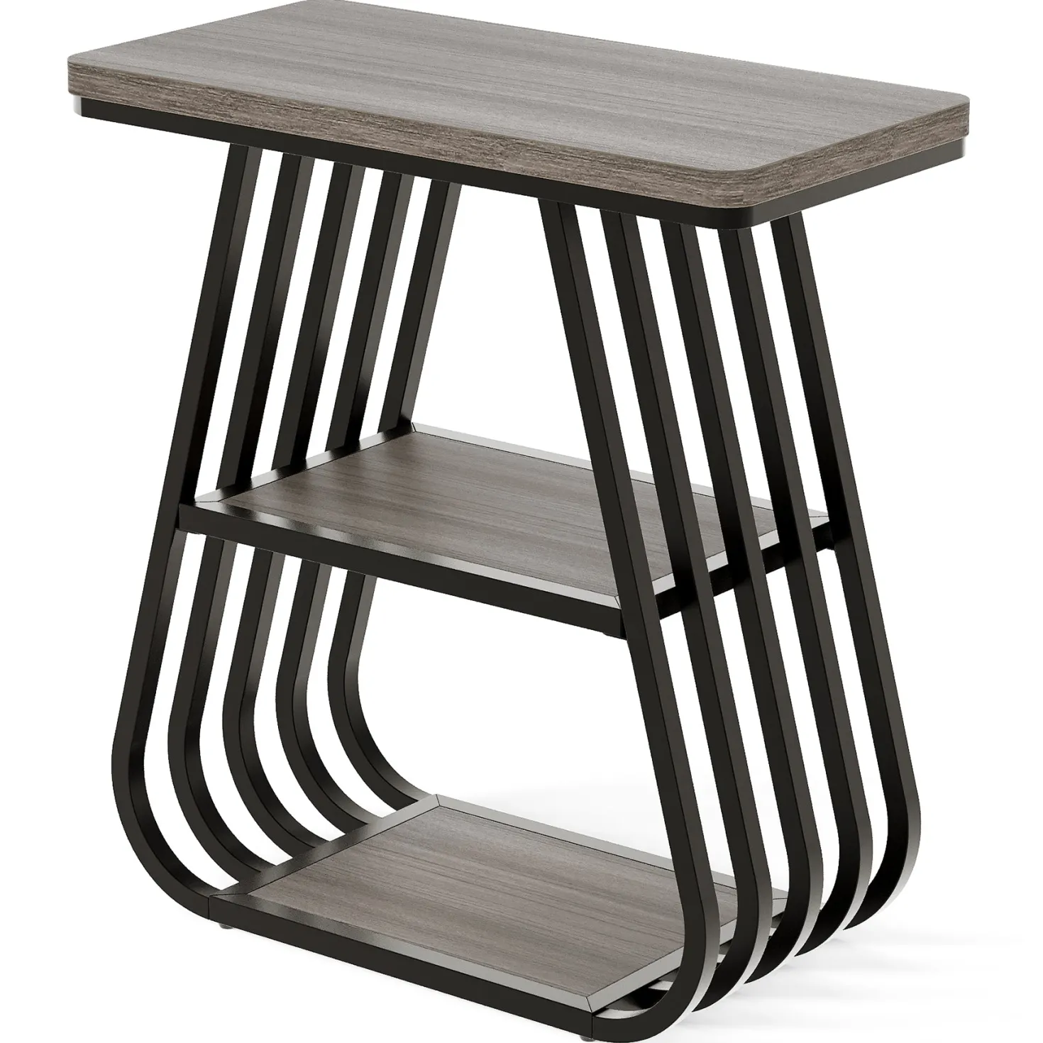3-Tier End Table, 23.62" Side Table with Storage Shelves for Small Spaces