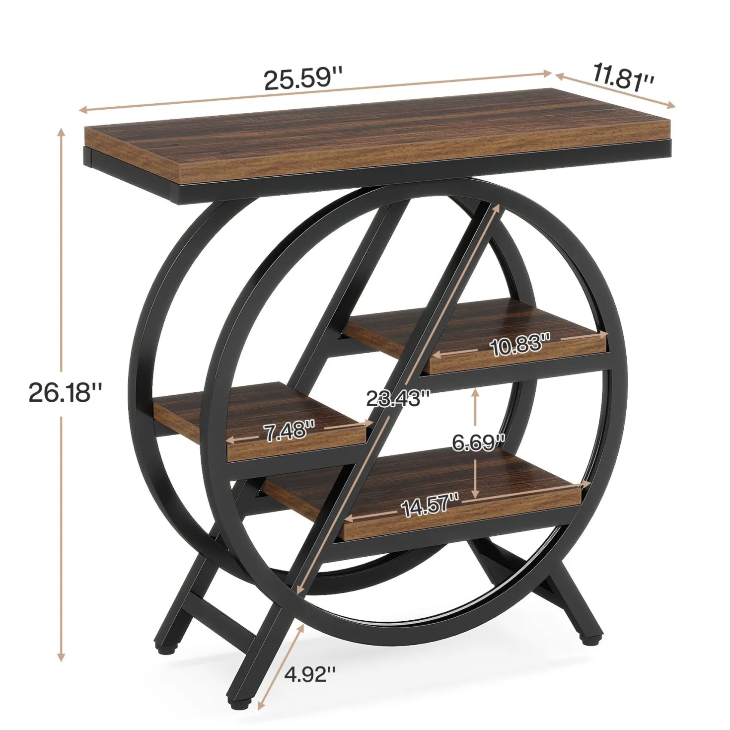 4-Tier End Table, Small Side Table Snack Table with Storage Shelves