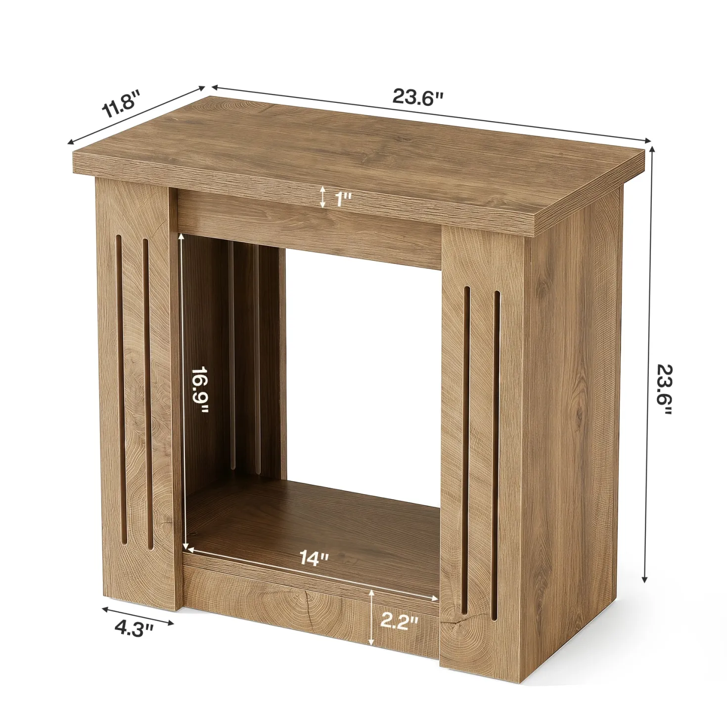 2-Tier Farmhouse End Table, 23.6" Side Table Nightstand with Storage for Living Room