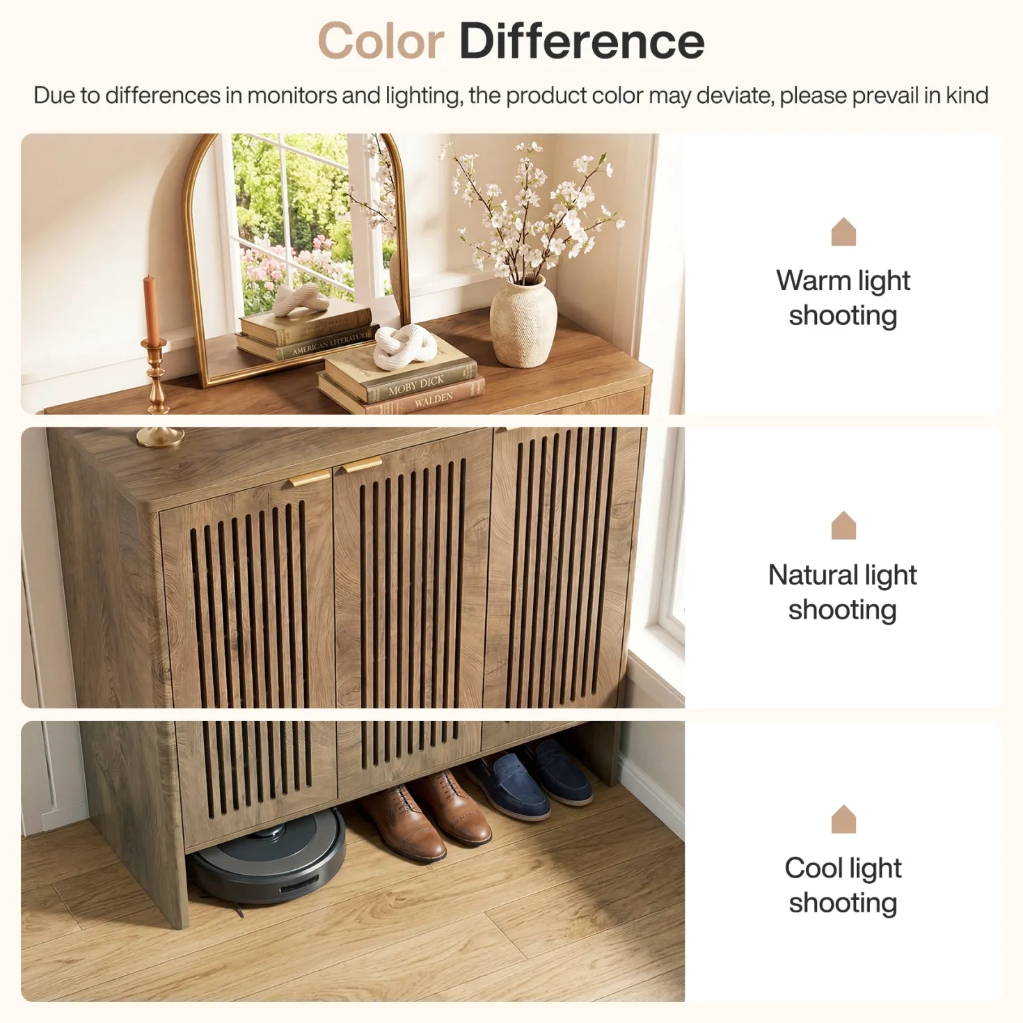 5-Tier Shoe Cabinet with Doors, Wooden Shoe Storage for 25-30 Pairs with Adjustable Shelves