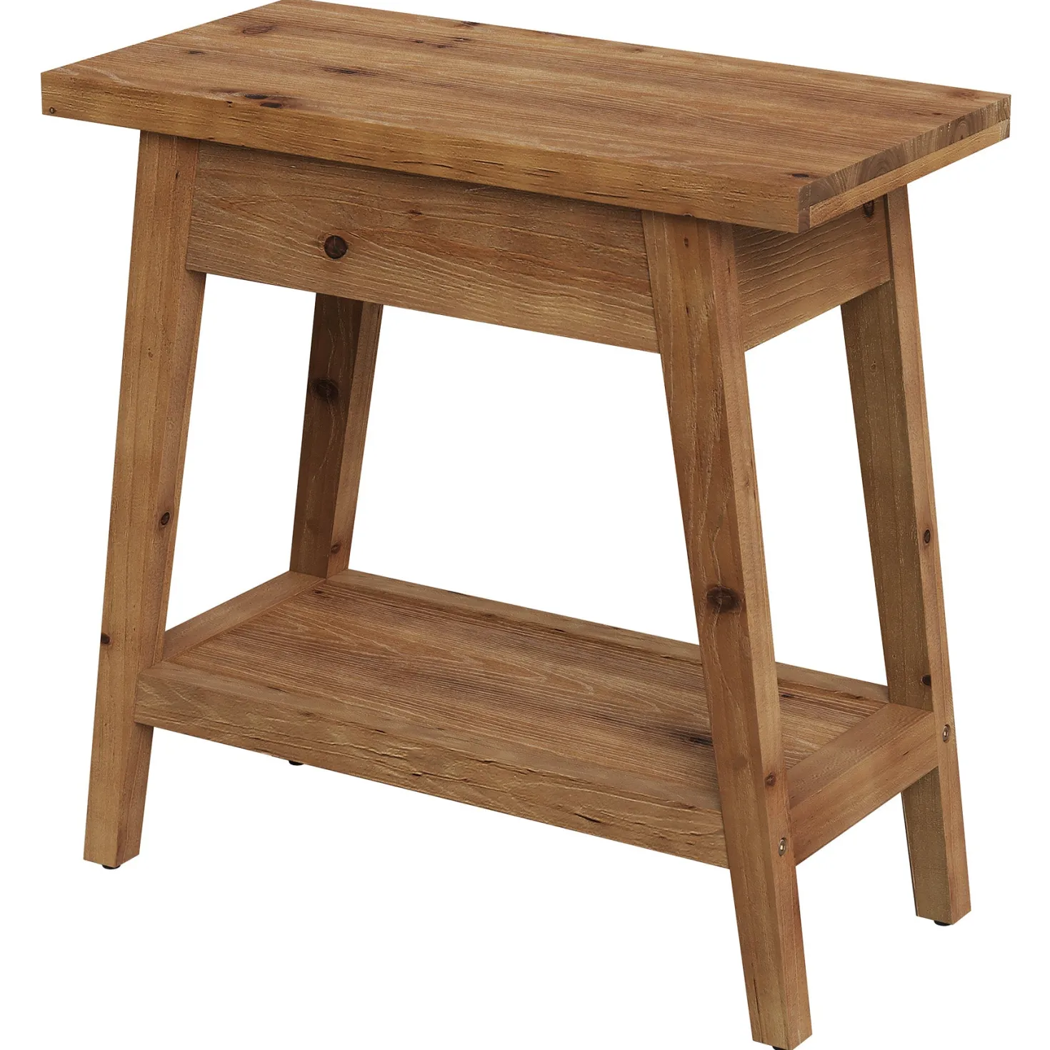 2-Tier Solid Wood End Table, Farmhouse Side Table with Storage for Living Room