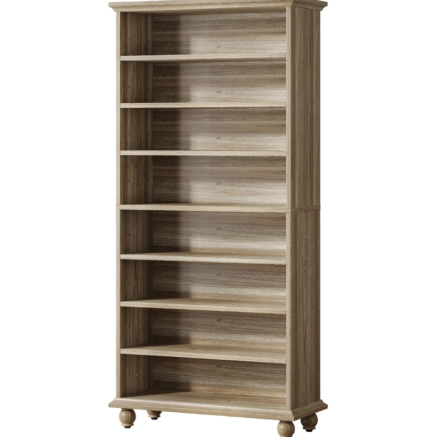 9-Tier Wood Shoe Cabinet Rack with LED Lighting & Solid Wood Legs