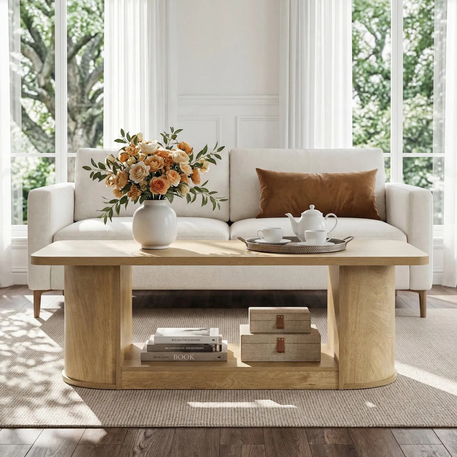 Tribesigns 47.3" Coffee Table, 2-Tier Storage Center Table for Living Room