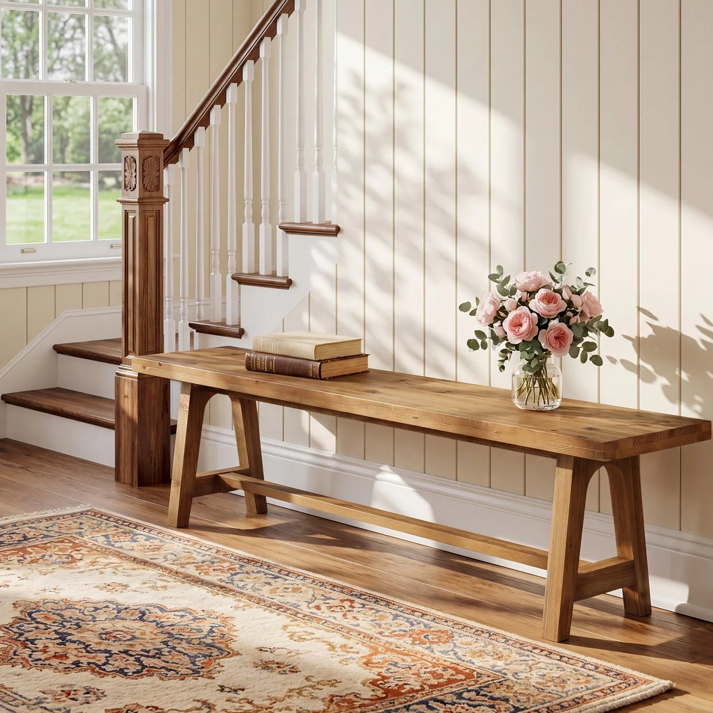 Tribesigns 63-Inch Entryway Bench, Narrow Hallway Seat for Mudroom