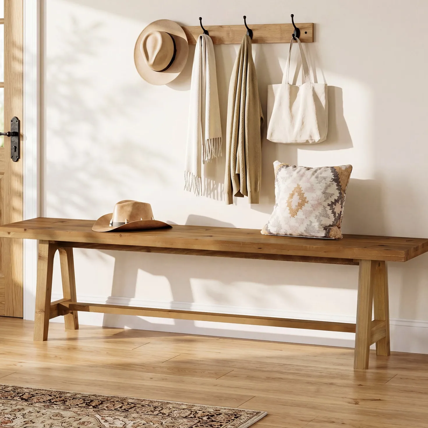 Tribesigns 63-Inch Entryway Bench, Narrow Hallway Seat for Mudroom