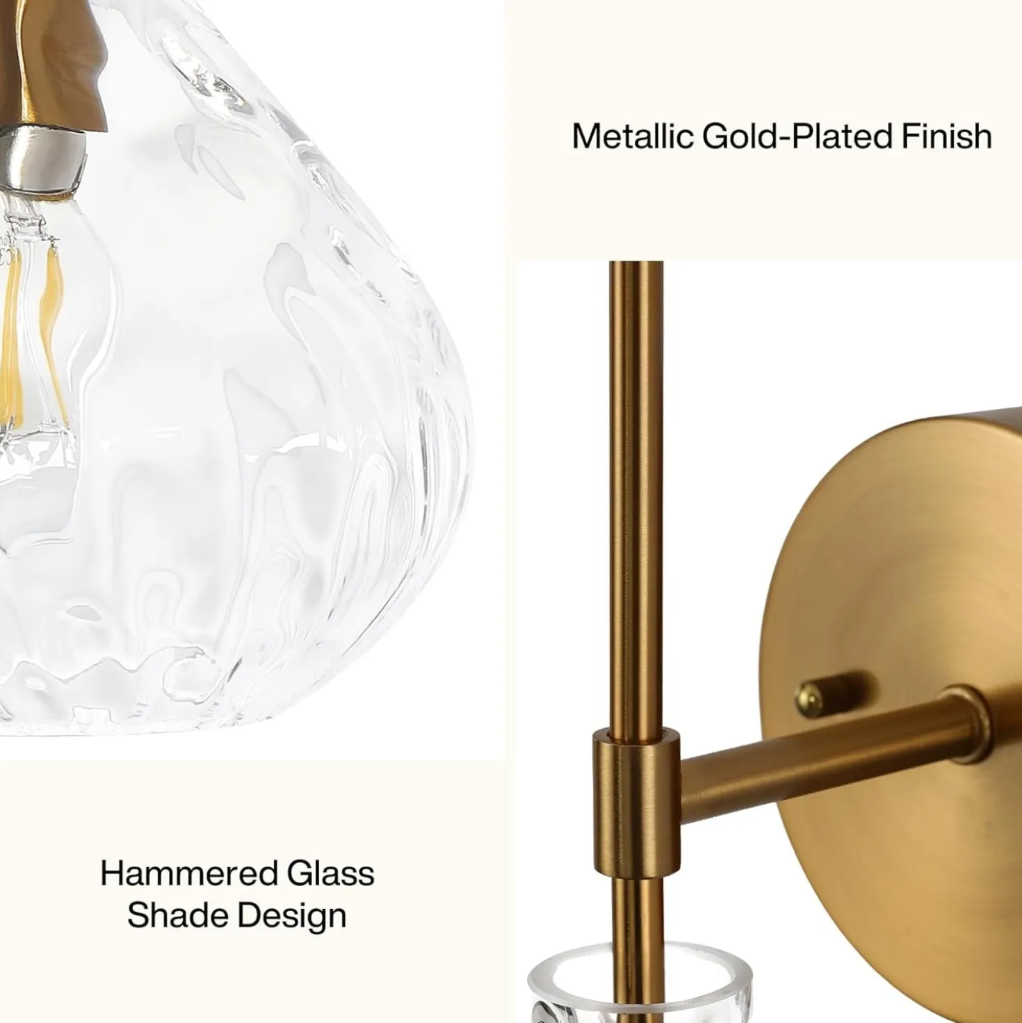 Wall Sconce Set of 2, Bathroom Vanity Wall Lamp with Clear Glass Shade