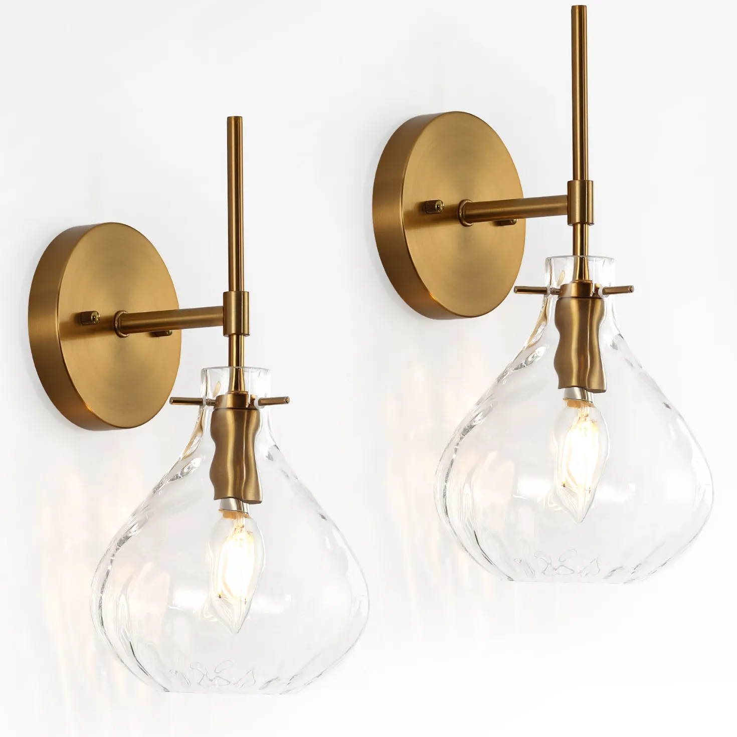 Wall Sconce Set of 2, Bathroom Vanity Wall Lamp with Clear Glass Shade